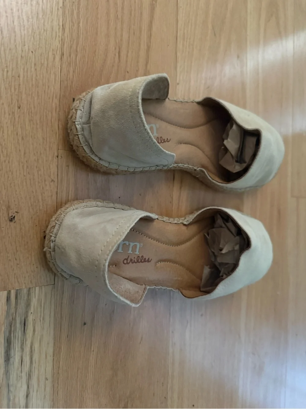 Born Women’s Suede upper Cream Espadrille Slide Sandals